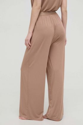 BOSS pantaloni de lounge culoarea bej, drept, high waist 50515585