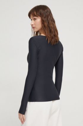 Abercrombie & Fitch longsleeve femei, culoarea negru