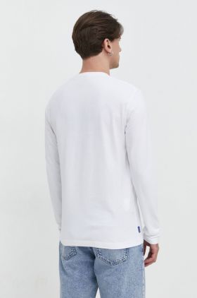 Superdry longsleeve din bumbac culoarea alb, neted