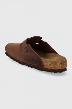 Birkenstock slapi de piele Boston SFB barbati, culoarea maro, 159711