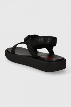 HUGO sandale Emma femei, culoarea negru, cu platforma, 50517560
