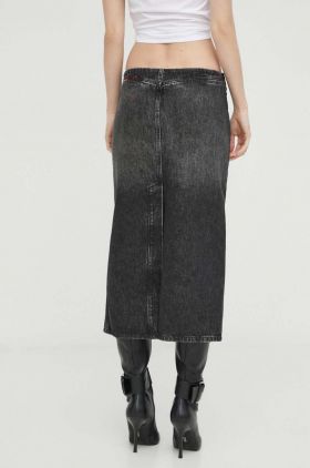 Diesel fustă din denim culoarea gri, midi, drept A13089.0GHAA