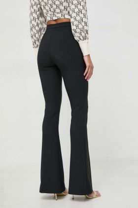 Elisabetta Franchi pantaloni femei, culoarea negru, evazati, high waist