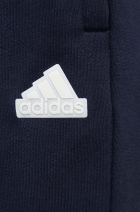 adidas pantaloni de trening culoarea bleumarin, cu imprimeu IS4286