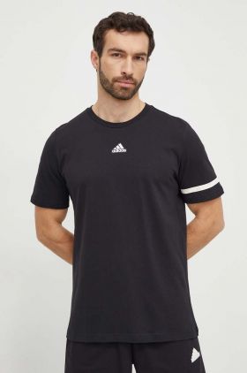 adidas tricou din bumbac bărbați, culoarea negru, cu imprimeu IN6251