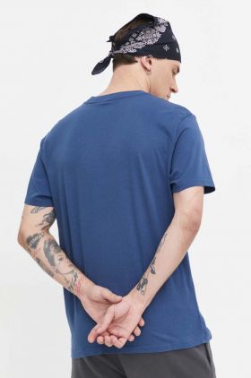 Hollister Co. tricou din bumbac barbati, culoarea albastru marin, cu imprimeu