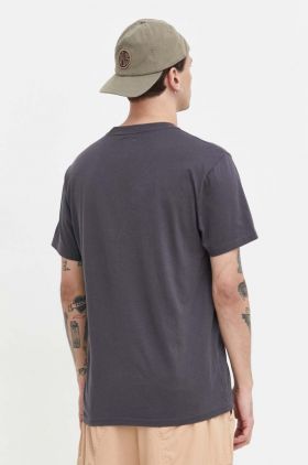 Hollister Co. tricou din bumbac barbati, culoarea gri, cu imprimeu