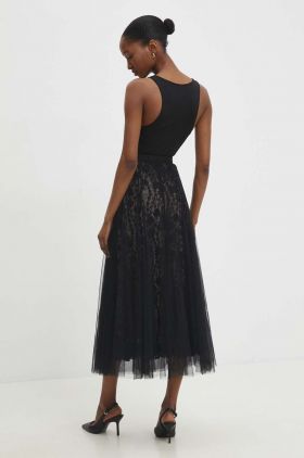 Answear Lab fusta culoarea negru, midi, evazati