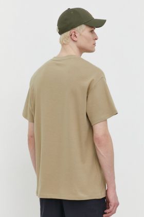 Solid tricou din bumbac barbati, culoarea verde, neted