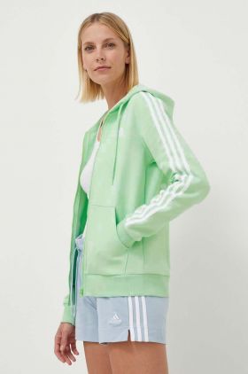 adidas bluză femei, culoarea verde, cu glugă, cu imprimeu   IR6077