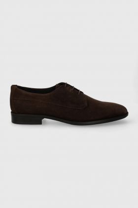 BOSS pantofi de piele intoarsa Colby barbati, culoarea maro, 50516599