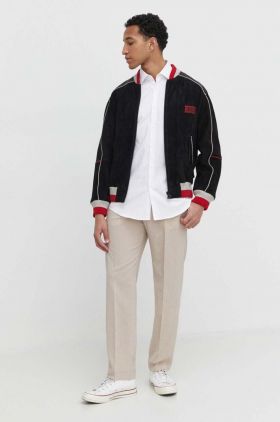 HUGO cămașă din bumbac bărbați, culoarea alb, cu guler clasic, slim 50500965