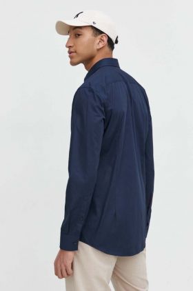 HUGO cămașă din bumbac bărbați, culoarea bleumarin, cu guler clasic, slim 50513932
