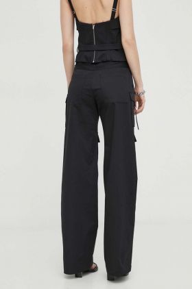 IRO pantaloni femei, culoarea negru, drept, high waist