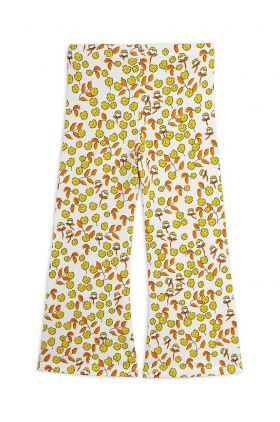 Mini Rodini pantaloni copii Flowers culoarea galben, cu imprimeu