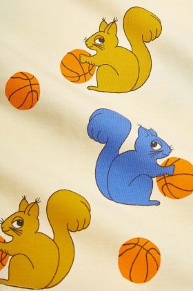 Mini Rodini pantaloni de trening din bumbac pentru copii Squirrels culoarea galben, cu imprimeu