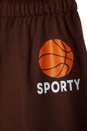 Mini Rodini pantaloni scurți copii Basket culoarea maro, cu imprimeu