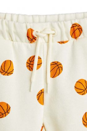 Mini Rodini pantaloni scurți din bumbac pentru copii Basketball culoarea alb, cu model