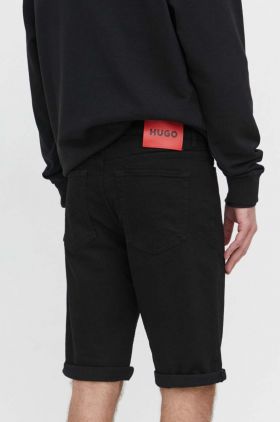 HUGO pantaloni scurți jeans bărbați, culoarea negru 50511279