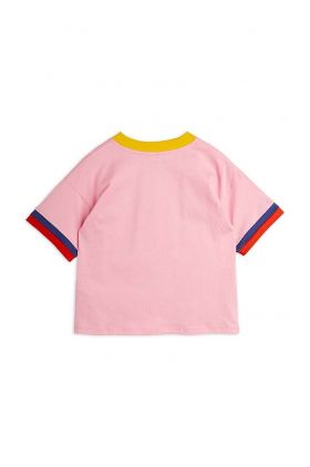 Mini Rodini tricou de bumbac pentru copii culoarea roz, cu imprimeu