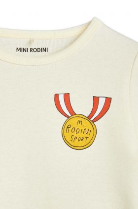 Mini Rodini tricou de bumbac pentru copii Medal culoarea alb, cu imprimeu