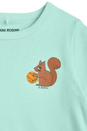 Mini Rodini tricou de bumbac pentru copii Squirrel culoarea verde, cu imprimeu