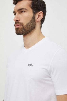 BOSS Green tricou bărbați, culoarea alb, uni 50506347