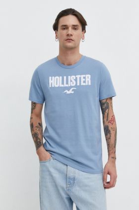 Hollister Co. tricou din bumbac 5-pack barbati, culoarea alb, cu imprimeu