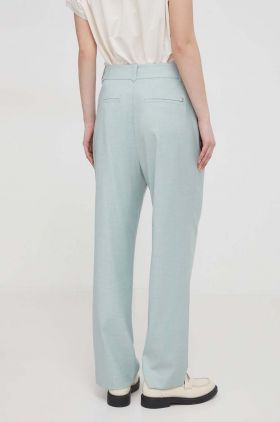 Mos Mosh pantaloni femei, culoarea verde, fason chinos, high waist