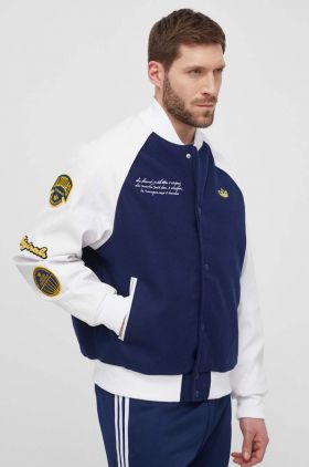 adidas Originals geacă bomber bărbați, culoarea bleumarin, de tranziție, oversize IS2926