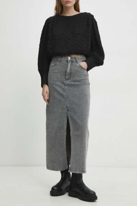 Answear Lab fusta jeans culoarea gri, midi, drept