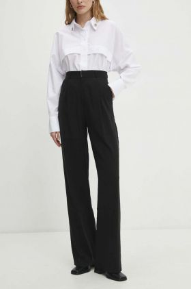 Answear Lab pantaloni femei, culoarea negru, lat, high waist