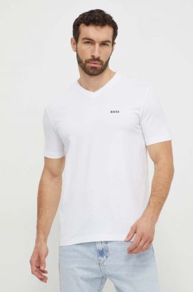 BOSS Green tricou bărbați, culoarea alb, uni 50506347