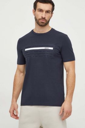 BOSS Green tricou bărbați, culoarea bleumarin, cu imprimeu 50513010