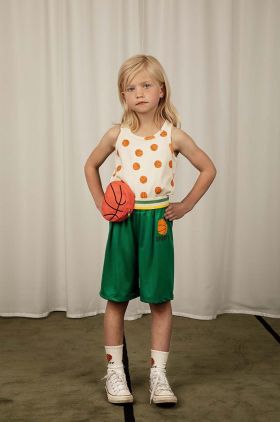 Mini Rodini pantaloni scurți copii Basket culoarea verde, cu imprimeu