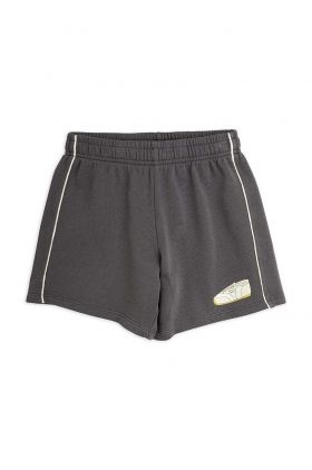 Mini Rodini pantaloni scurți din bumbac pentru copii Jogging culoarea gri, cu imprimeu