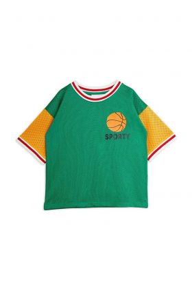 Mini Rodini tricou copii Basket culoarea verde, cu imprimeu