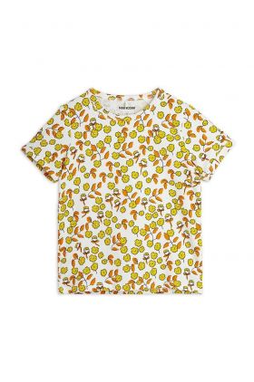 Mini Rodini tricou copii Flowers culoarea galben, cu imprimeu