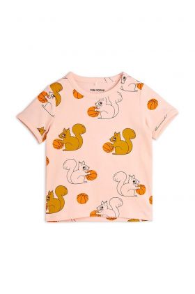 Mini Rodini tricou copii Squirrel culoarea roz, cu model