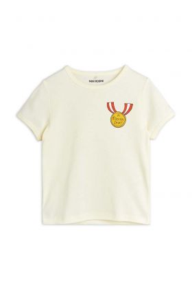 Mini Rodini tricou de bumbac pentru copii Medal culoarea alb, cu imprimeu