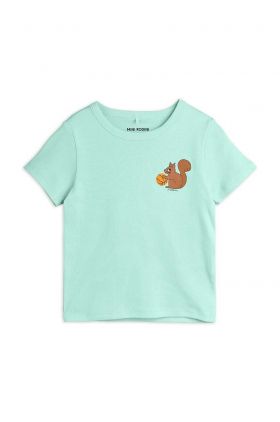 Mini Rodini tricou de bumbac pentru copii Squirrel culoarea verde, cu imprimeu