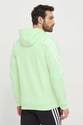 adidas bluză bărbați, culoarea verde, cu glugă, cu imprimeu IN3325