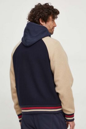 Gant geaca de lana culoarea albastru marin, de tranzitie, oversize