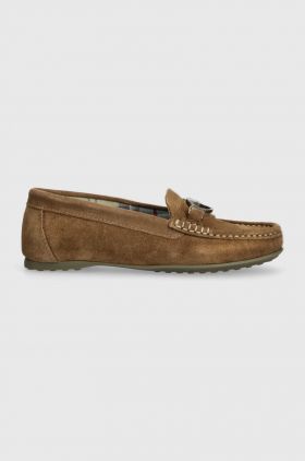 Barbour mocasini din piele intoarsa Anika femei, culoarea maro, cu toc plat, LFO0698BE52