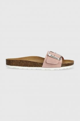 Barbour papuci din piele Benton femei, culoarea roz, LFO0710PI12