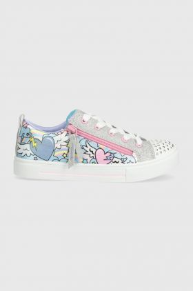 Skechers tenisi copii TWINKLE SPARKS FLYING HEARTS culoarea argintiu