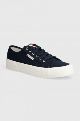 Tommy Jeans tenisi TJM LACE UP CANVAS COLOR barbati, culoarea albastru marin, EM0EM01365