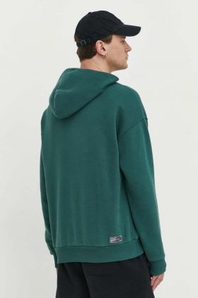 Abercrombie & Fitch bluza barbati, culoarea verde, cu glugă, cu imprimeu