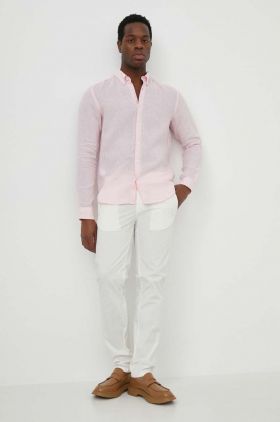 BOSS cămașă de in culoarea roz, cu guler button-down, regular 50513849