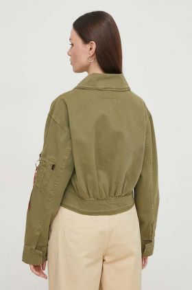 Alpha Industries jacheta de bumbac culoarea verde, de tranzitie, oversize